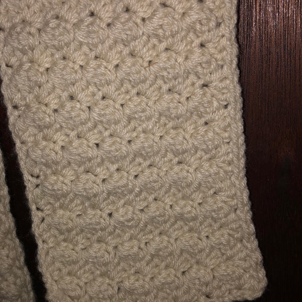 Handmade crocheted cream scarf